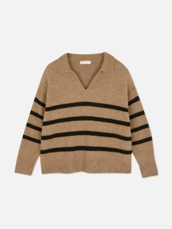 Mujer Primark Jerseys Y Cárdigans|Jersey De Rayas Con Cuello Tipo Polo