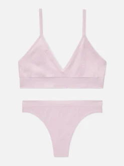 Mujer Primark Sets De Lencería|Juego De Bralette Y Tanga Triangular Sin Costuras
