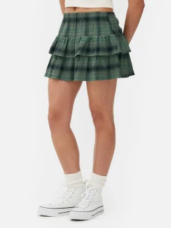 Mujer Primark Faldas|Minifalda A Capas Con Estampado A Cuadros