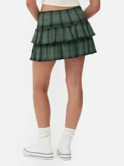 Mujer Primark Faldas|Minifalda A Capas Con Estampado A Cuadros
