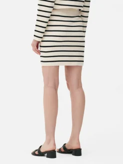 Mujer Primark Faldas|Minifalda De Punto A Rayas Combinable