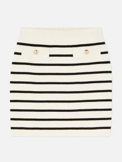 Mujer Primark Faldas|Minifalda De Punto A Rayas Combinable