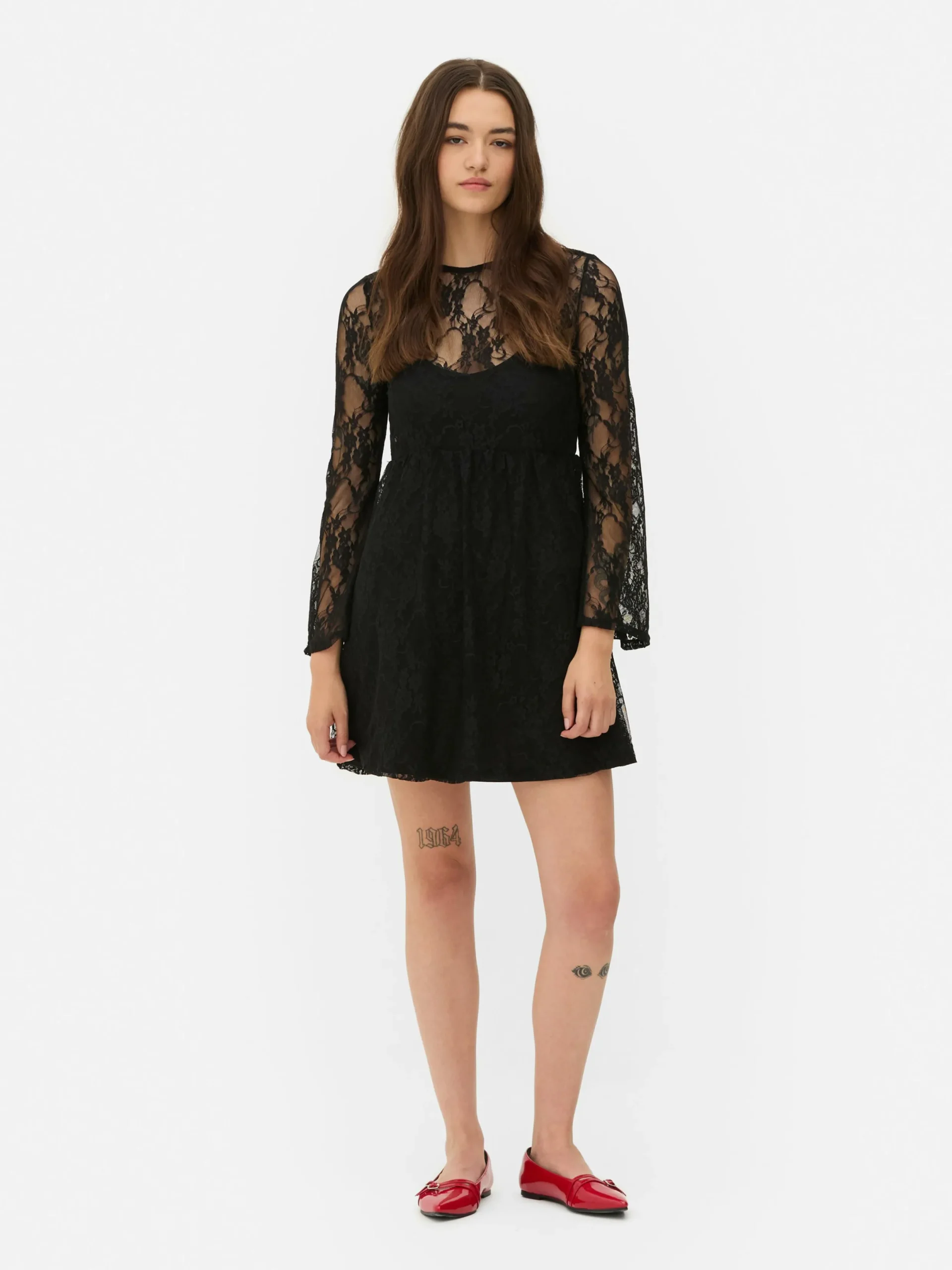 Mujer Primark Vestidos|Minivestido De Encaje Beetlejuice X Colleen Atwood