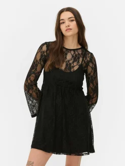 Mujer Primark Vestidos|Minivestido De Encaje Beetlejuice X Colleen Atwood