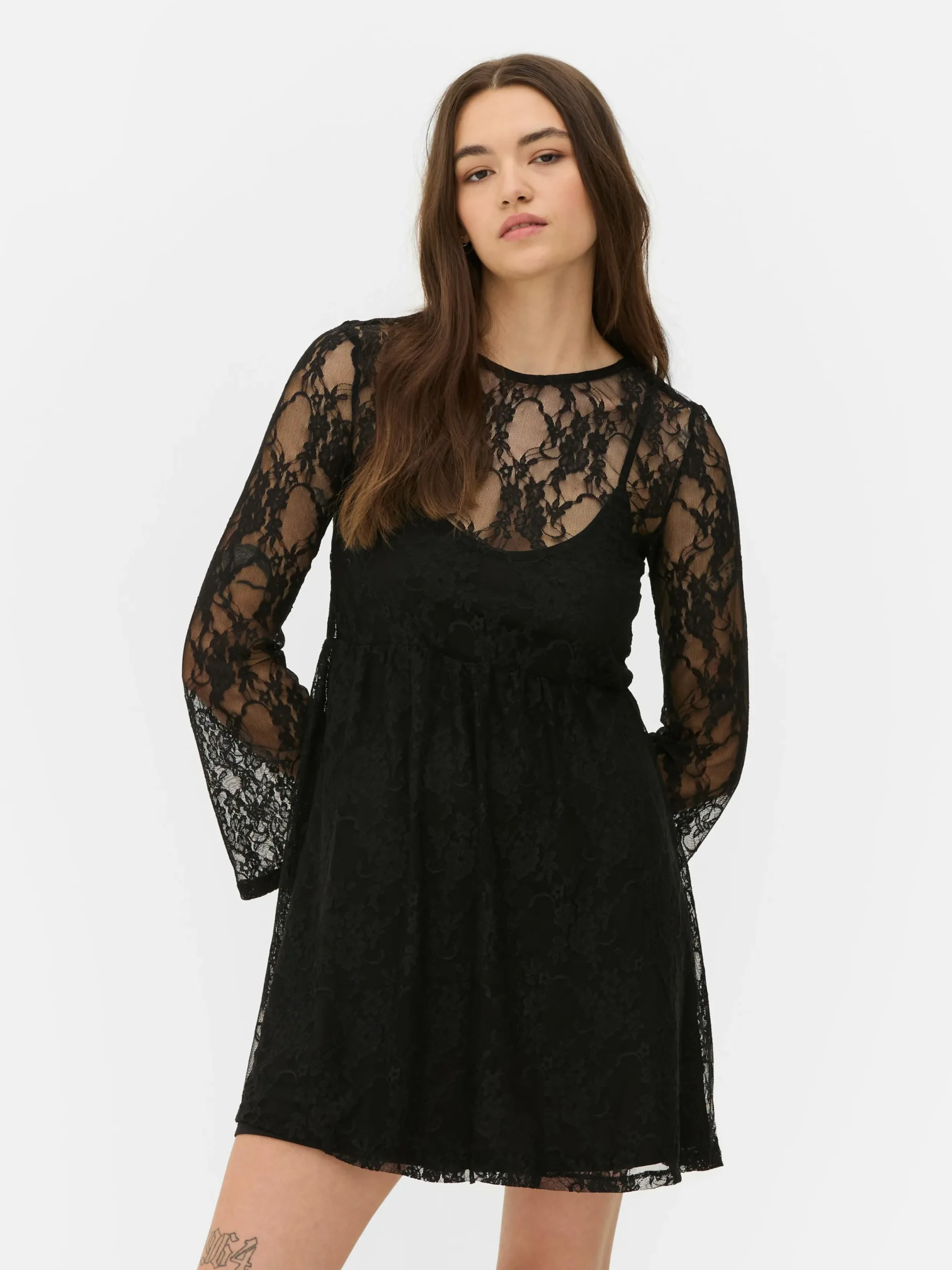 Mujer Primark Vestidos|Minivestido De Encaje Beetlejuice X Colleen Atwood