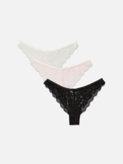 Mujer Primark Bragas|Pack De 3 Braguitas Brasileñas De Encaje