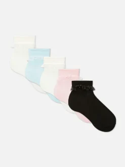 Niños Primark Calcetines Y Medias|Pack De 5 Calcetines Con Ribete De Volantes