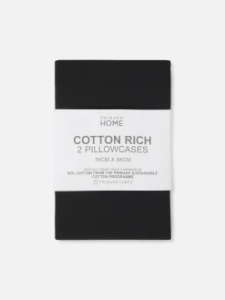 Primark Decoración Y Regalos De Halloween|Sábanas Y Fundas De Almohada|Pack De 2 Fundas De Almohada Negras Essential