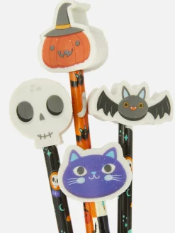 Niños Primark Decoración Y Regalos De Halloween|Accesorios De Halloween|Pack De 6 Lápices Con Goma De Halloween