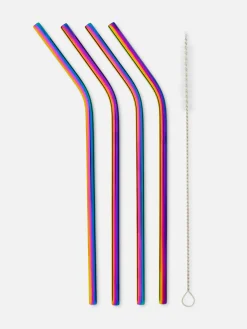 Primark Cubertería Y Utensilios|Pack De 4 Pajitas De Acero Con Efecto Degradado