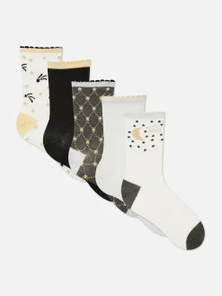 Niños Primark Calcetines Y Medias|Pack De 5 Pares De Calcetines Cortos Con Estrellas