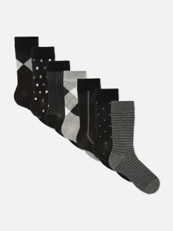 Hombre Primark Calcetines|Pack De 7 Pares De Calcetines Altos Surtidos
