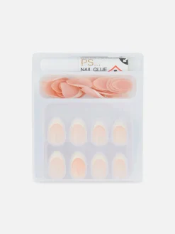 Primark Uñas Postizas|Pack De 36 Uñas Postizas Francesas Brillantes De PS...