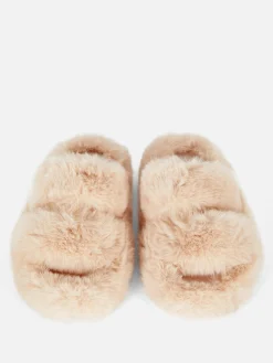 Mujer Primark Zapatillas De Estar En Casa|Pantuflas De Pelo Sintético Con Doble Tira