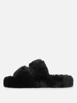 Mujer Primark Zapatillas De Estar En Casa|Zapatillas De Estar En Casa|Pantuflas De Pelo Sintético Con Doble Tira