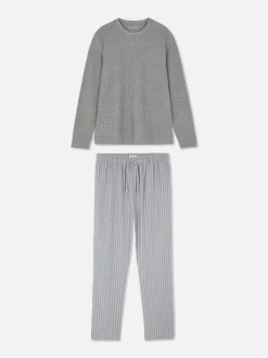 Hombre Primark Pijama|Pijama De Algodón Cepillado A Rayas