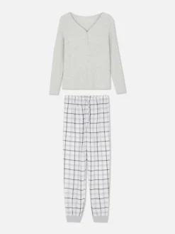 Mujer Primark Sets De Pijamas|Pijama De Manga Larga Con Pantalones A Cuadros