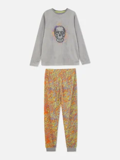 Niños Primark Pijamas Y Ropa Para Dormir|Pijama De Velvetón Con Calavera Y Pintura
