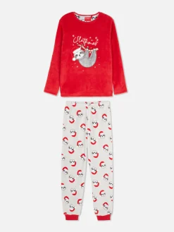 Niños Primark Pijamas Y Ropa Para Dormir|Pijama Polar Navideño Con Estampado De Perezoso