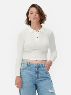 Mujer Primark Tops Y Camisetas|Polo Acanalado De Manga Larga De Rita Ora