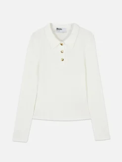 Mujer Primark Tops Y Camisetas|Polo Acanalado De Manga Larga De Rita Ora