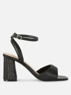 Mujer Primark Tacones|Sandalias De Tacón De Rafia De Horma Ancha