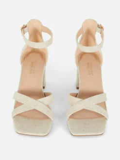 Mujer Primark Tacones|Sandalias De Tacón Y Horma Ancha Con Tira Tejida