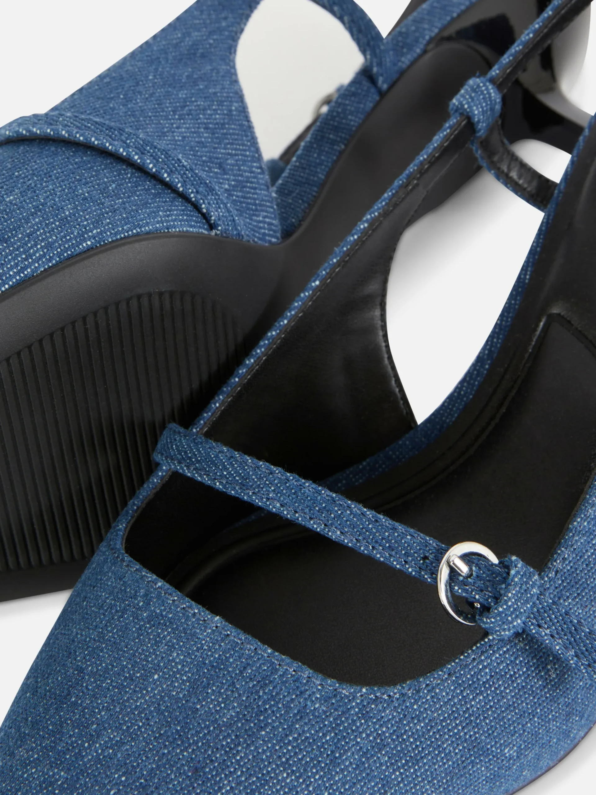 Mujer Primark Tacones|Tejido Vaquero|Sandalias Vaqueras Con Hebilla Y Tacón Chincheta