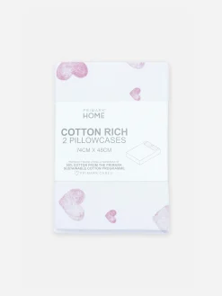 Primark Sábanas Y Fundas De Almohada|Set De 2 Fundas De Almohada De Algodón Con Corazones