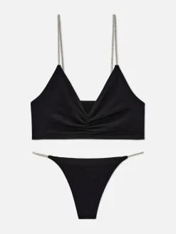 Mujer Primark Sets De Lencería|Set De Bralette Y Tanga Sin Costuras Con Strass