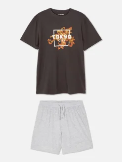 Hombre Primark Pijama|Set De Pijama De Pantalones Cortos Y Camiseta