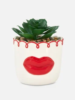 Primark Plantas Y Flores Artificiales|Suculenta Artificial En Maceta En Forma De Labios