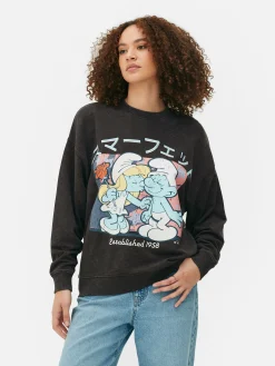 Mujer Primark Sudaderas Con Y Sin Capucha|Sudadera Extragrande Con Estampado De Los Pitufos