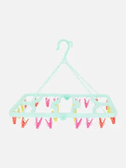 Primark Almacenamiento De Pared Y Perchas|Tendedero Plegable Con 24 pinzas