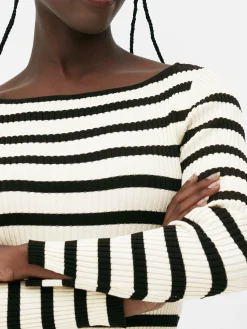 Mujer Primark Jerseys Y Cárdigans|Top Acanalado Con Cuello Barco