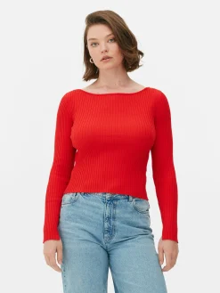 Mujer Primark Jerseys Y Cárdigans|Top Acanalado Con Cuello Barco