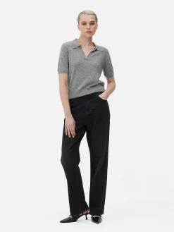 Mujer Primark Jerseys Y Cárdigans|Top De Punto Fino Y Manga Corta Con Cuello