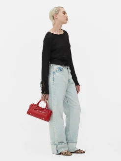 Mujer Primark Tops Y Camisetas|Top Fruncido Con Lazadas En Las Mangas