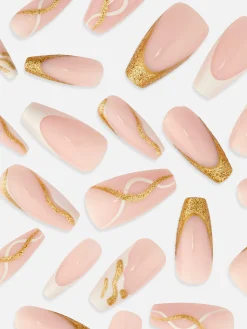 Primark Uñas Postizas|Uñas Postizas Puntiagudas Con Remolinos Brillantes De PS...