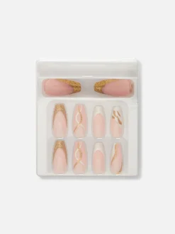 Primark Uñas Postizas|Uñas Postizas Puntiagudas Con Remolinos Brillantes De PS...