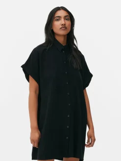 Mujer Primark Vestidos|Vestido Camisero De Manga Corta Y Corte Holgado