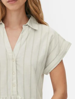 Mujer Primark Vestidos|Vestido Corto Camisero De Manga Corta