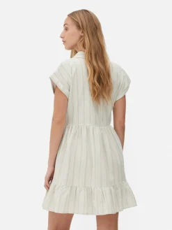 Mujer Primark Vestidos|Vestido Corto Camisero De Manga Corta