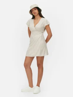 Mujer Primark Vestidos|Vestido Corto Cruzado Con Mangas Casquillo