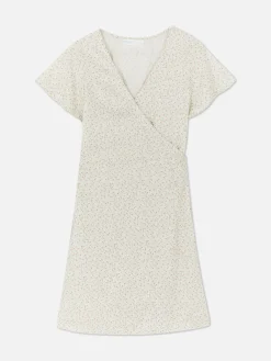 Mujer Primark Vestidos|Vestido Corto Cruzado Con Mangas Casquillo