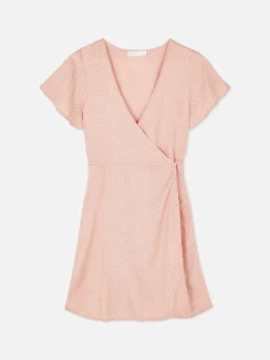 Mujer Primark Vestidos|Vestido Corto Cruzado Con Mangas Casquillo