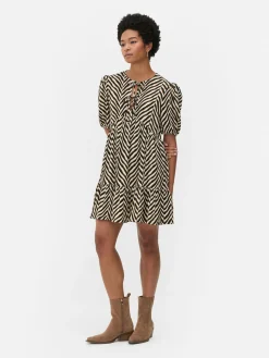 Mujer Primark Vestidos|Vestido Corto Fruncido Con Vuelo