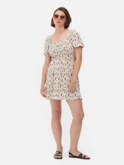 Mujer Primark Vestidos|Vestido Corto Fruncido Y Plisado