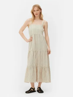 Mujer Primark Vestidos|Vestido Largo De Rayas A Capas