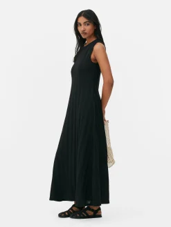 Mujer Primark Vestidos|Vestido Largo Texturizado A Rayas Sin Mangas